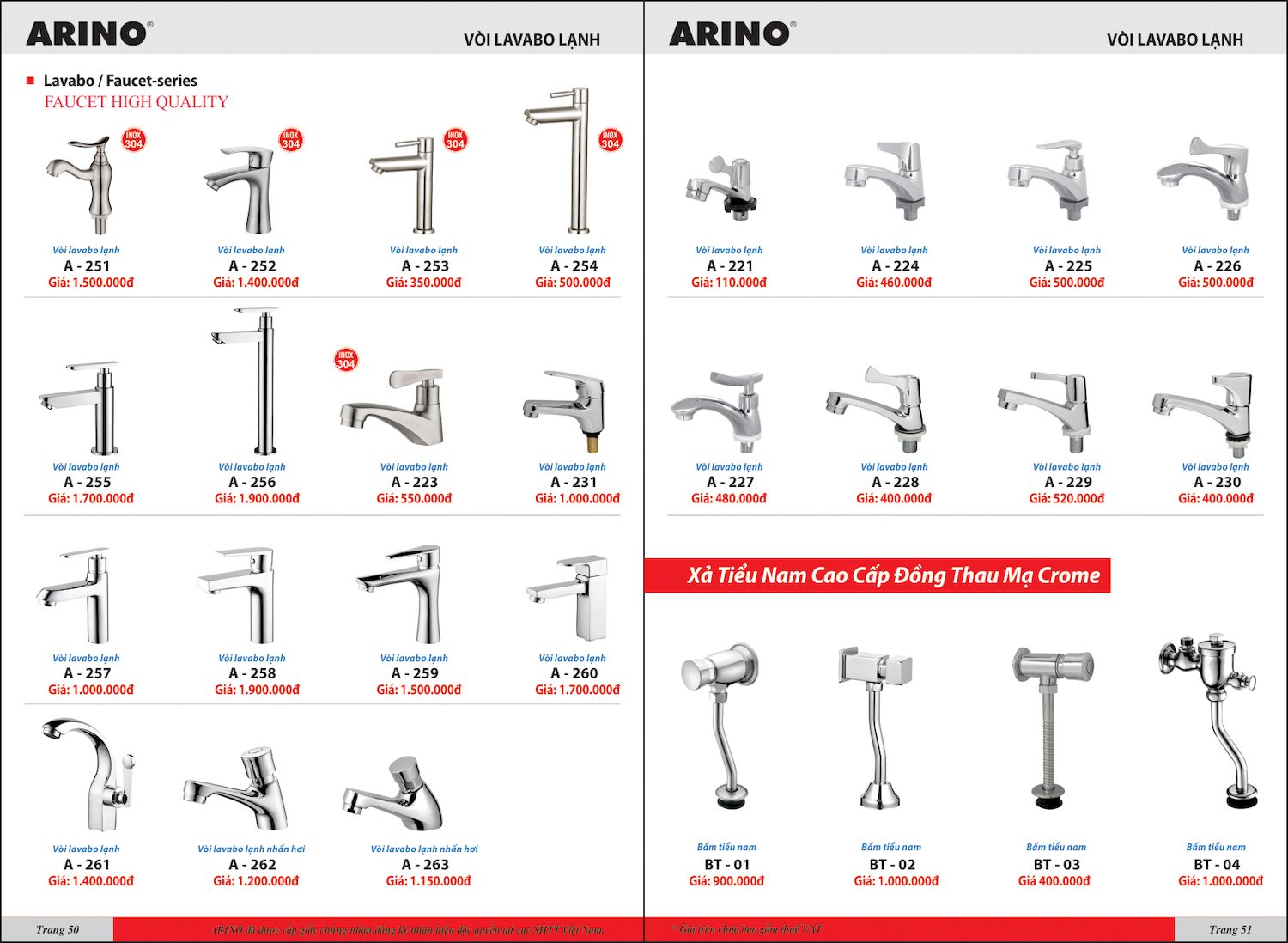 Thiết bị vệ sinh ARINO Catalogue và Bảng giá mới nhất /Page 26